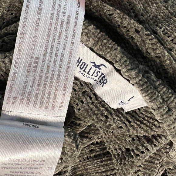 Hollister Sweater size L Olive Green Chunky Knit Long Sleeve Slouchy Slub - Picture 3 of 7